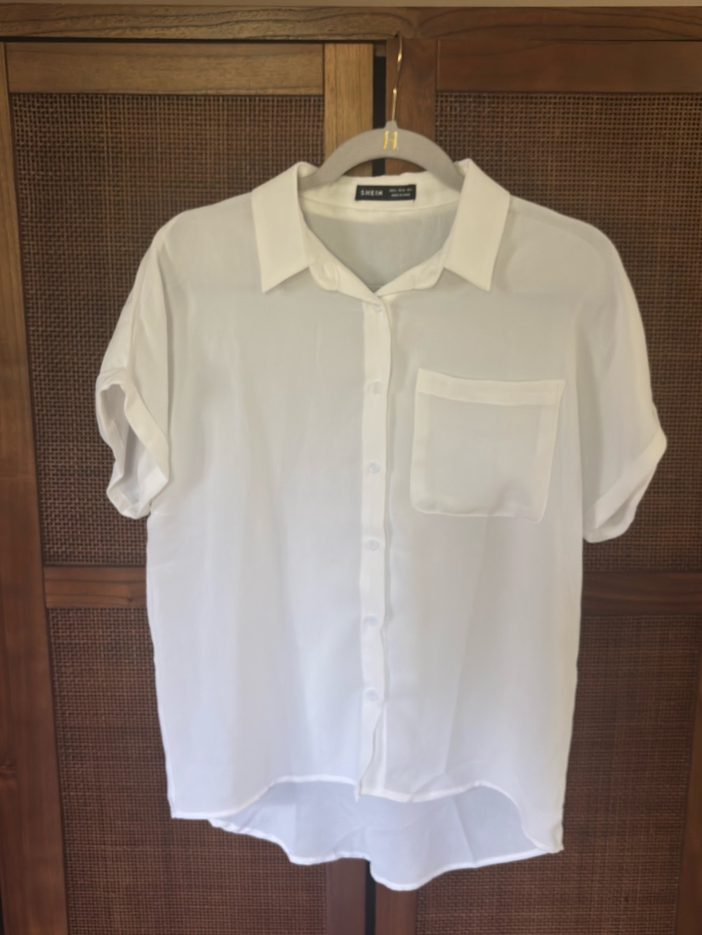 SHEIN White Short-Sleeve Casual Button-Down Shirt